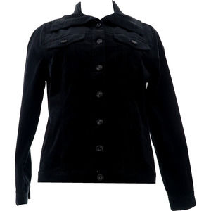 DG2 Diane Gilman Women's 1X Stretch Rib Corduroy Jacket Black